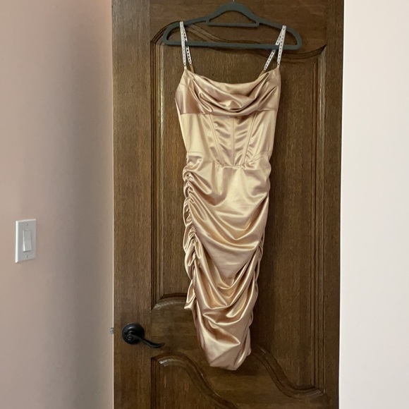 Oh Polly Embellish Gold Dress 